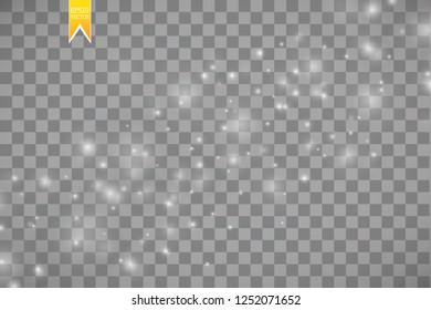 Vector white glitter wave abstract illustration. White star dust trail sparkling particles isolated on transparent background. Magic concept