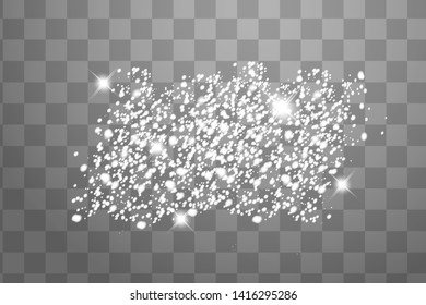 Vector white glitter wave abstract illustration. White star dust trail sparkling particles isolated on transparent background. Magic concept 