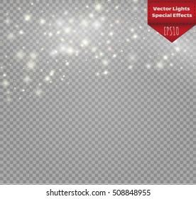 Vector white glitter wave abstract illustration. White star dust trail sparkling particles isolated on transparent background. Magic concept