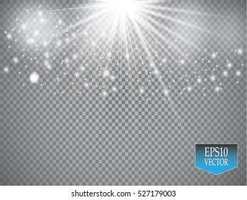 Vector white glitter wave abstract illustration. White star dust trail sparkling particles isolated on transparent background. Magic concep