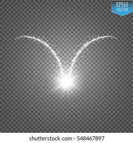 Vector white glitter wave abstract illustration. White star dust trail sparkling particles isolated on transparent background. Magic concept.Christmas. New Year.
