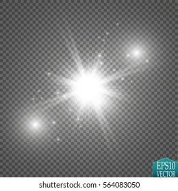 Vector white glitter wave abstract illustration. White star dust trail sparkling particles isolated on transparent background. Magic concept