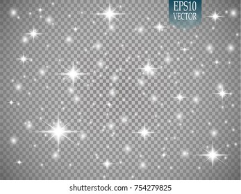 Vector white glitter wave abstract illustration. White star dust trail sparkling particles isolated on transparent background. Magic concept