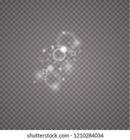 Vector white glitter wave illustration. White star dust trail sparkling particles isolated on transparent background