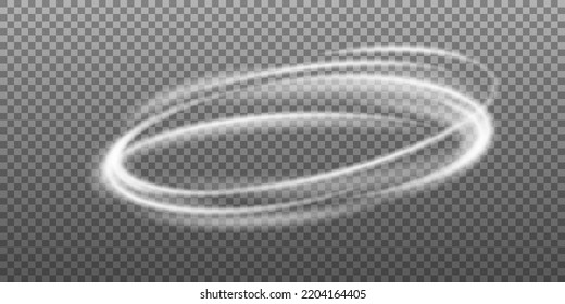 Vector white glowing circle light flare. Shiny spiral lines effect. Light trail. EPS 10, AI stock royalty free vector illustration