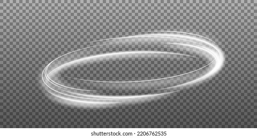 Vector white glowing circle light flare. Shiny spiral lines effect. Light trail. EPS 10, AI stock royalty free vector illustration