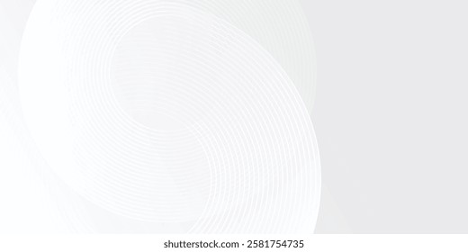 Vector white glowing geometric lines on gray background. Modern shiny blue circle lines illustration design
