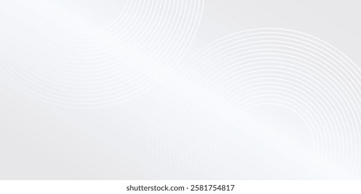 Vector white glowing geometric lines on gray background. Modern shiny blue circle illustration