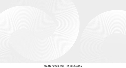 Vector white glowing geometric lines on gray background circle lines illustration modern