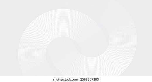 Vector white glowing geometric lines on gray background circle lines illustration modern design