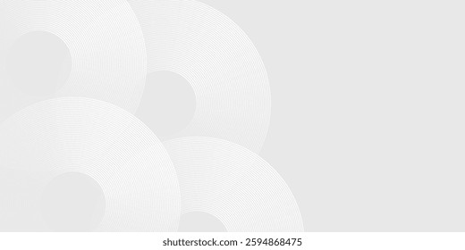 Vector white glowing geometric lines on gray background. Modern shiny blue circle lines pattern. Futuristic technology abstract modern simple