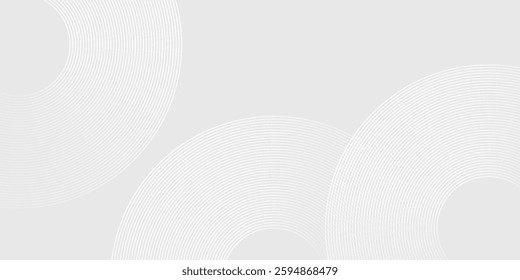 Vector white glowing geometric lines on gray background. Modern shiny blue circle lines pattern. Futuristic technology abstract modern