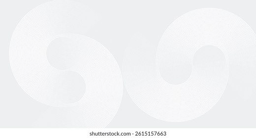 Vector white glowing geometric lines on gray background. Modern shiny blue circle lines pattern. Futuristic technology concept abstract simple