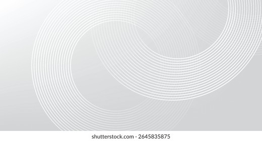 Vector white glowing geometric lines on gray background. Modern shiny blue circle modern simple abstract