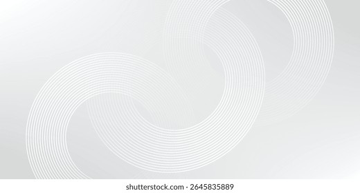 Vector white glowing geometric lines on gray background. Modern shiny blue circle modern simple abstract