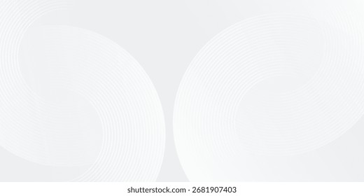 Linhas geométricas brilhantes em branco vetorial no plano de fundo cinza. Círculo azul brilhante moderno simples abstrato, design moderno