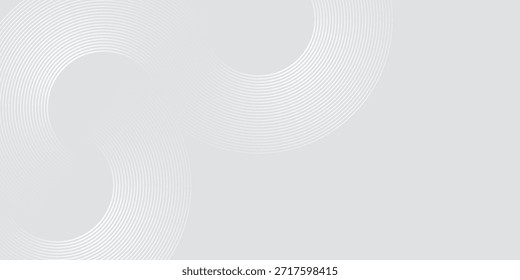 Líneas geométricas brillantes blancas de Vector sobre fondo gris. Moderno patrón de líneas de círculo azul brillante. Concepto de tecnología futurista, con un estilo de concepto moderno