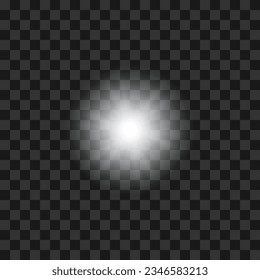 Vector white glowing light flare burst explosion on transparent background.
