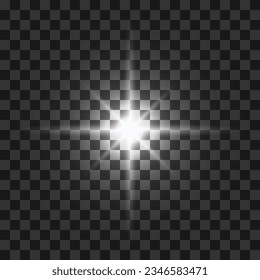 Vector white glowing light flare burst explosion on transparent background
