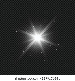 Vector white glowing light flare burst explosion on transparent background