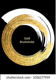 Vector white and gold brushstroke. Design templates for brochures, flyers, typographic emblems, logo, banners. Golden painting abstract modern background.