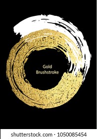 Vector white and gold brushstroke. Design templates for brochures, flyers, typographic emblems, logo, banners. Golden painting abstract modern background.