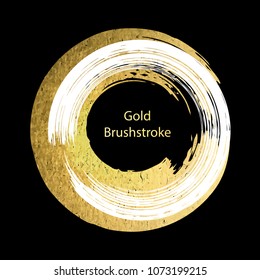 Vector white and gold brushstroke. Design templates for brochures, flyers, typographic emblems, logo, banners. Golden painting abstract modern background.