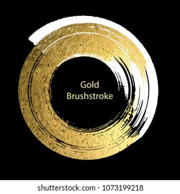 Vector white and gold brushstroke. Design templates for brochures, flyers, typographic emblems, logo, banners. Golden painting abstract modern background.