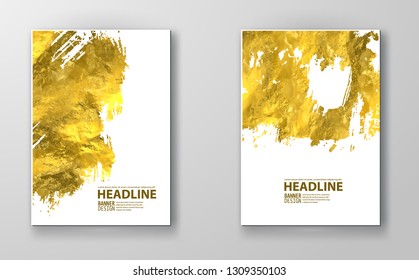 Vector White and Gold Design Templates set for Brochures, Flyers, Mobile Technologies, Applications, Online Services, Typographic Emblems, Logo, Banners Infographic. Golden Abstract Modern Background.