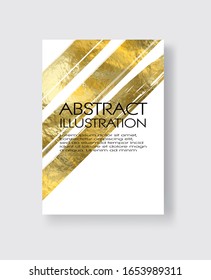 Vector White and Gold Design Templates for Brochures, Flyers, Mobile Technologies, Applications, Online Services, Typographic Emblems, Logo, Banners and Infographic. Golden Abstract Modern Background.