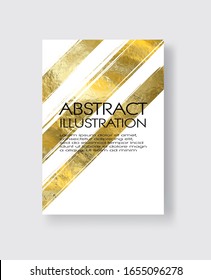 Vector White and Gold Design Templates for Brochures, Flyers, Mobile Technologies, Applications, Online Services, Typographic Emblems, Logo, Banners and Infographic. Golden Abstract Modern Background.