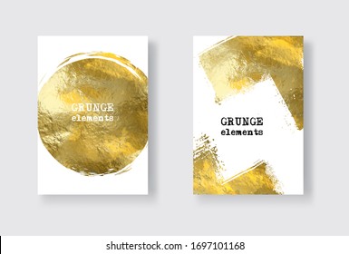 Vector White and Gold Design Templates set for Brochures, Flyers, Mobile Technologies, Applications, Online Services, Typographic Emblems, Logo, Banners and Infographic. Golden Abstract Background.