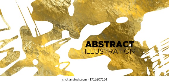 Vector White and Gold Design Templates for Brochures, Flyers, Mobile Technologies, Applications, Online Services, Typographic Emblems, Logo, Banners and Infographic. Golden Abstract Background.