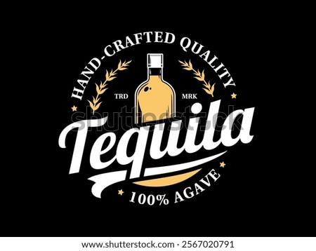 Vector white and gold tequila logo on a black background