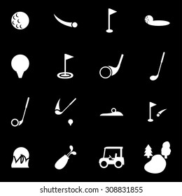 Vector white golf icon set.