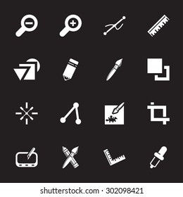 Vector white graphic design icon set on black background