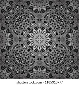 Vector white, gray and black seamless background pattern with rhombuses.