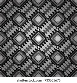 Vector white, gray and black seamless background pattern with rhombuses.