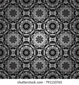Vector white, gray and black seamless background pattern with rhombuses.
