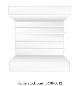 VECTOR: White gray POS POI Outdoor/Indoor 3D Empty Showcase Display on Isolated white background. Mock-up template ready for design.