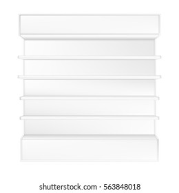 VECTOR: White gray POS POI Outdoor/Indoor 3D Empty Showcase Display on Isolated white background. Mock-up template ready for design.