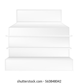 VECTOR: White gray POS POI Outdoor/Indoor 3D Empty Showcase Display on Isolated white background. Mock-up template ready for design.