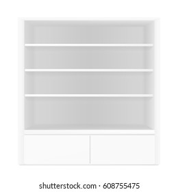VECTOR: White gray POS POI Outdoor/Indoor 3D Empty Showcase Display on Isolated white background. Mock-up template ready for design.
