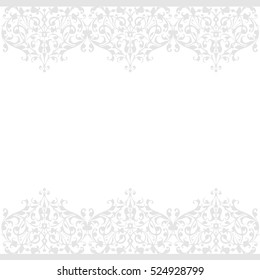 Vector white and gray vintage floral background. Light Seamless pattern