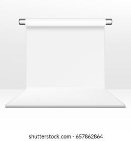 VECTOR: White gray Wall backdrop Studio . Mock-up template ready for design