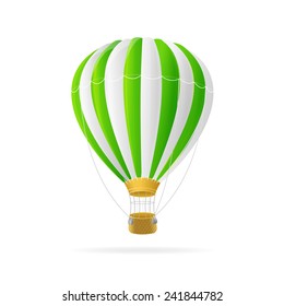 Vector white and green hot air ballon isolated 