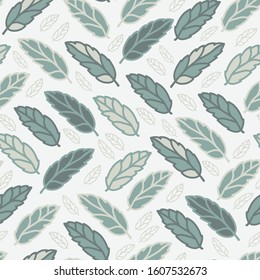 Vector white green leafs texture background seamless pattern print