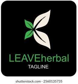 Vector white green leaves like butterfly, eco friendly concept logo design.