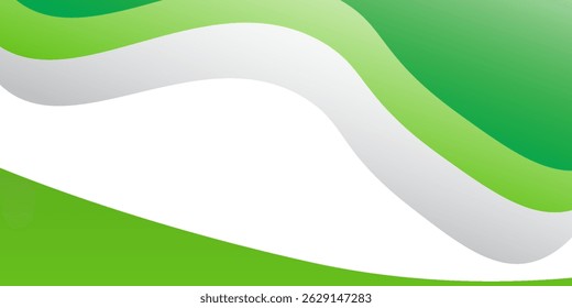 Vector white and Green wave wide background banner simple