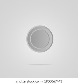 Vector white grey 3d blank round button. Button banner round, badge interface for application illustration
